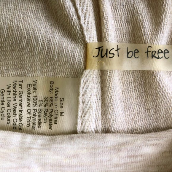 JUST BE FREE Women’s Mesh Shoulders Heather Gray Pullover Lightweight Hoodie M - Picture 5 of 6